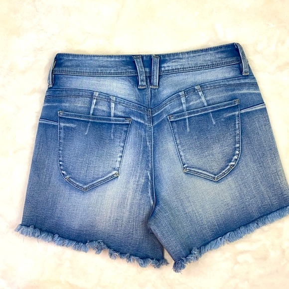 Jean distressed blue stretch shorts - Picture 2 of 15